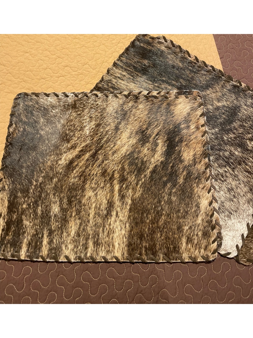 Genuine Cowhide Placemat or Decorative Hide - Brindle Brown